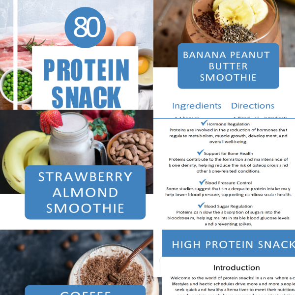 The 80 Protein Snack Recipes pack is a collection of quick, healthy, and delicious high-protein snacks designed to boost energy